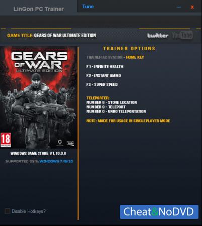 Gears of War: Ultimate Edition  Trainer +5 v1.10.0.0 {LinGon}