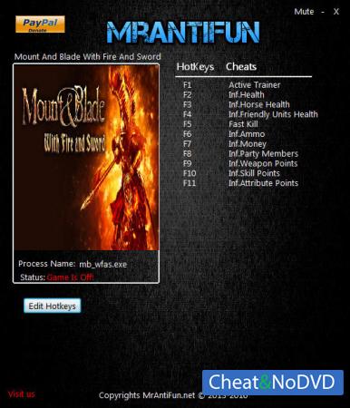 Mount and Blade: With Fire and Sword  Trainer +10 v1.143 {MrAntiFun}