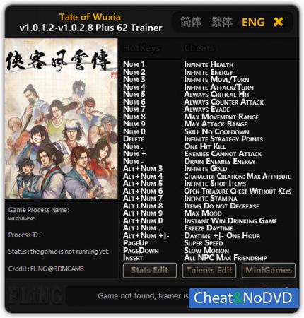 Tale of Wuxia  Trainer +62 v1.0.1.2 - 1.0.2.8 {FLiNG}