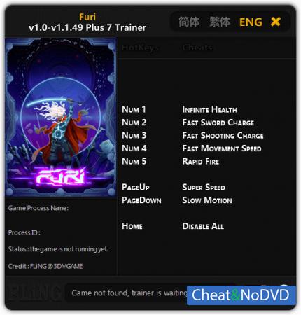 Furi  Trainer +7 v1.0 - 1.1.49 {FLiNG}