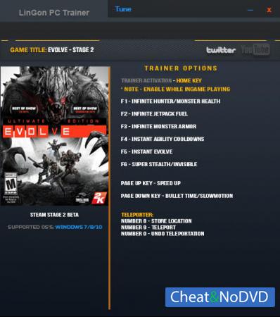 Evolve  Trainer +10  Stage 2 Steam Up 15.07.2016 {LinGon}