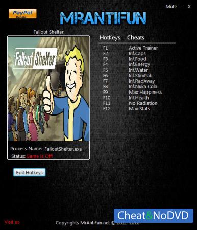 Fallout Shelter  Trainer +11 v1.6 {MrAntiFun}