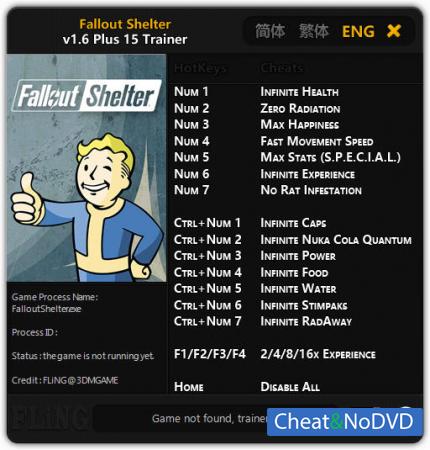 Fallout Shelter  Trainer +15 v1.6 {FLiNG}