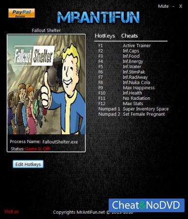 Fallout Shelter  Trainer +13 v1.6.1 {MrAntiFun}