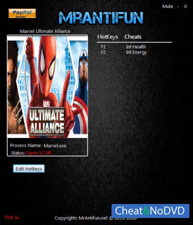 Marvel: Ultimate Alliance  Trainer +2 v1.00 {MrAntiFun}