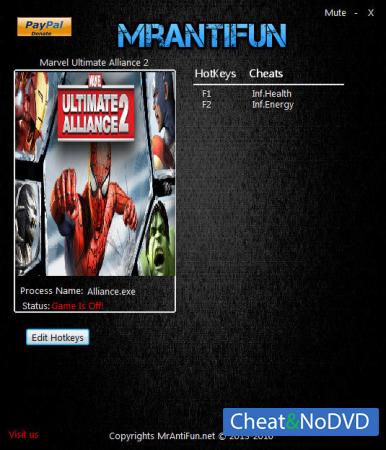 Marvel: Ultimate Alliance 2  Trainer +2 v1.00 {MrAntiFun}