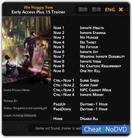 We Happy Few  Trainer +15 Early Access Updated 2016.08.12 {FLiNG}