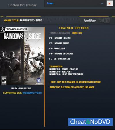 Tom Clancy's Rainbow Six: Siege  Trainer +7 Latest UPlay Aug 2016 {LinGon}