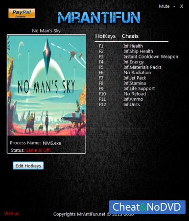 No Man's Sky  Trainer +12 v1.00 {MrAntiFun}