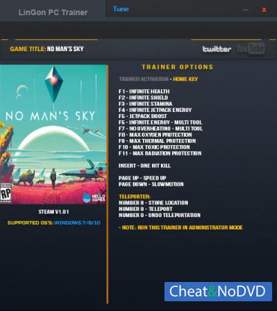 No Man's Sky  Trainer +16 v1.01 {LinGon}