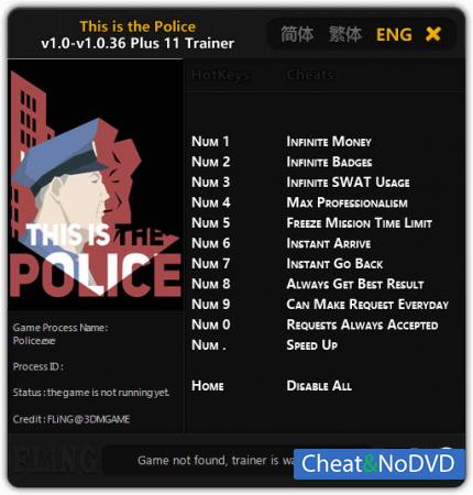 This Is the Police  Trainer +11 v1.0 - 1.0.36 {FLiNG}