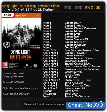 Dying Light: The Following - Enhanced Edition  Trainer +28 v1.10.0 - 1.12 {FLiNG}