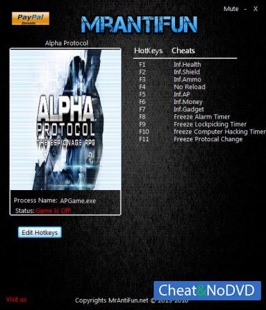 Alpha Protocol  Trainer +11 v1.1.0.0 {MrAntiFun}