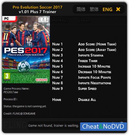 Pro Evolution Soccer 2017  Trainer +7 v1.01 {FLiNG}