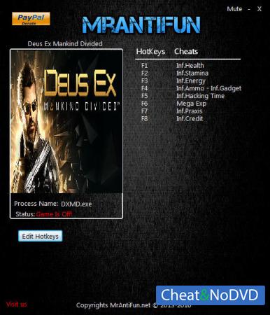 Deus Ex: Mankind Divided  Trainer +9 v1.4: Build 545.5 {MrAntiFun}