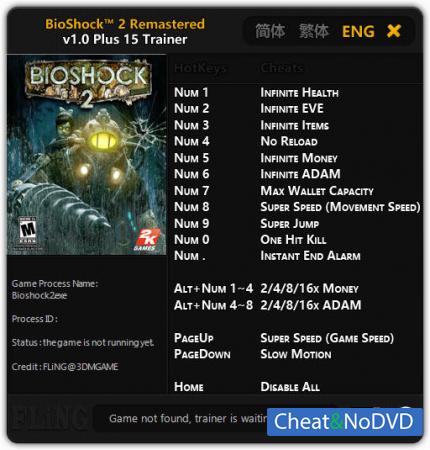 BioShock 2 Remastered  Trainer +15 v1.0 {FLiNG}