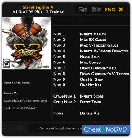 Street Fighter 5  Trainer +12 v1.0 - 1.09 {FLiNG}