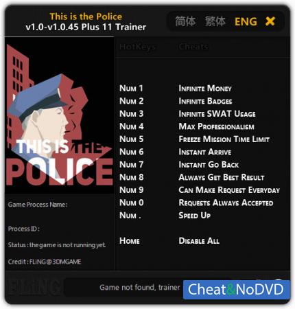 This Is the Police  Trainer +11 v1.0 - 1.0.45 {FLiNG}