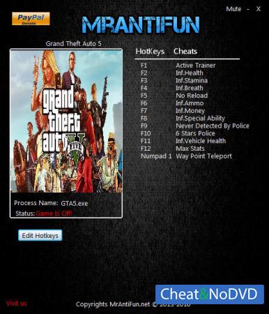 Grand Theft Auto 5   Trainer +12  GTA V v1.0.877.1 {MrAntiFun}