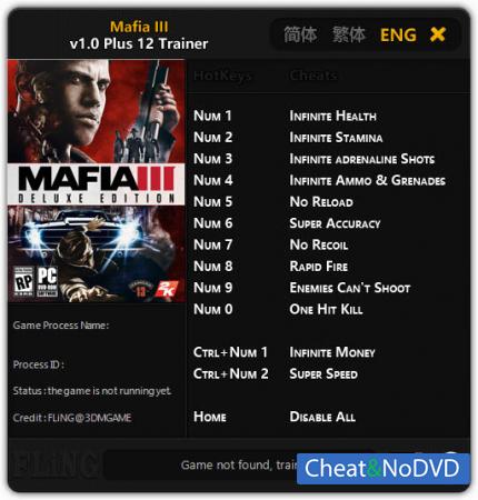 Mafia 3  Trainer +12 v1.0 {FLiNG}