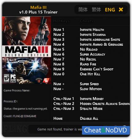 Mafia 3  Trainer +15 v1.0 {FLiNG}