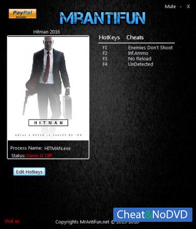 Hitman 2016  Trainer +4 v1.5.1 B {MrAntiFun}