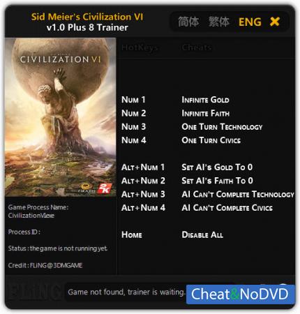 Sid Meiers Civilization 6  Trainer +8 v1.0 {FLiNG} 