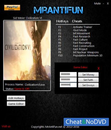 Sid Meiers Civilization 6  Trainer +12 v1.0.0.26 {MrAntiFun}