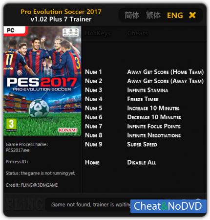 Pro Evolution Soccer 2017  Trainer +7 v1.02 {FLiNG}