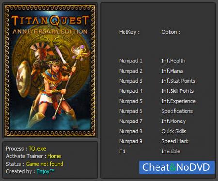 Titan Quest Anniversary Edition  Trainer +10 v1.32 Update 5 {Enjoy}