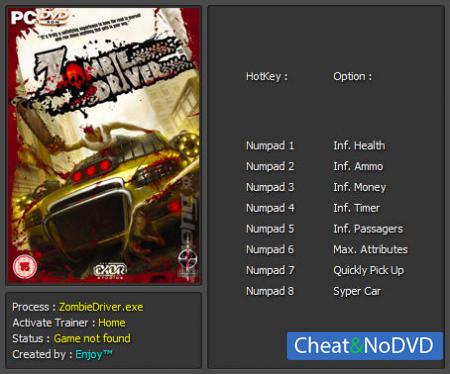 Zombie Driver  Trainer +8 v1.2.7 {Enjoy}