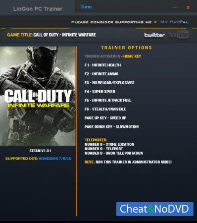 Call of Duty: Infinite Warfare  Trainer +10 v1.01 {LinGon}
