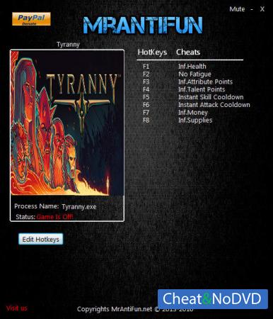 Tyranny  Trainer +8 v1.0.0.0008 {MrAntiFun}