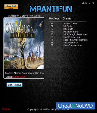 Sid Meier's Civilization 5  Trainer +8 v1.0.3.279 Brave New World DLC {MrAntiFun}