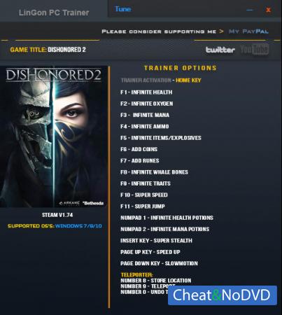 Dishonored 2  Trainer +18 v1.74 {LinGon}