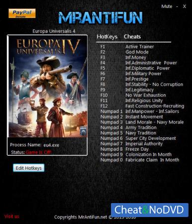 Europa Universalis 4  Trainer +25 v1.19.1.0 {MrAntiFun}