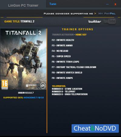 Titanfall 2  Trainer +10 v2.0.0.7 x64bit {LinGon}