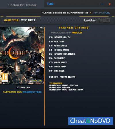 Lost Planet 2  Trainer +12 v1.0.0.4 x64bit {LinGon}