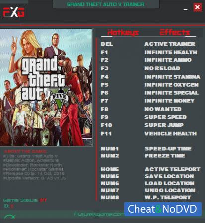 Grand Theft Auto 5  Trainer +17 v1.0.887.1 {FutureX}