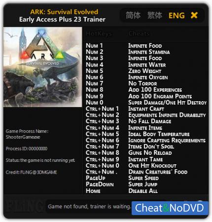 ARK: Survival Evolved  Trainer +23 Early Access: 2016.11.27 {FLiNG}