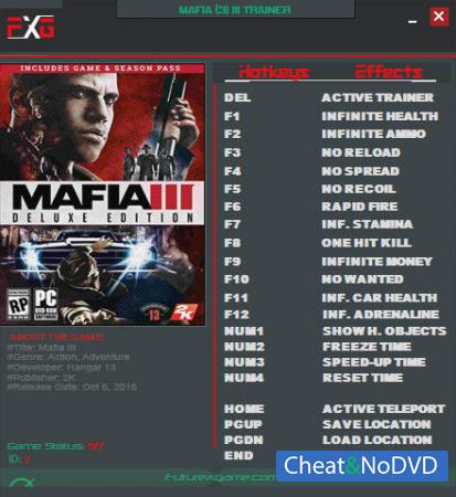 Mafia 3  Trainer +19 v3.0 {FutureX}