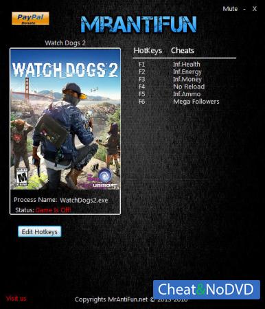 Watch Dogs 2  Trainer +6  v1.5.134 {MrAntiFun}