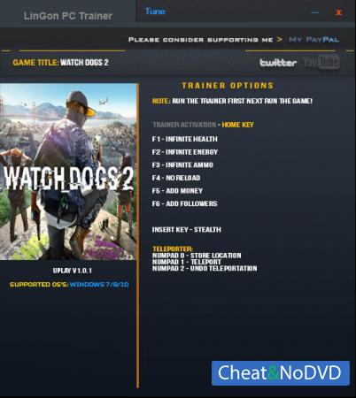 Watch Dogs 2  Trainer +9 v1.0.1 {LinGon}