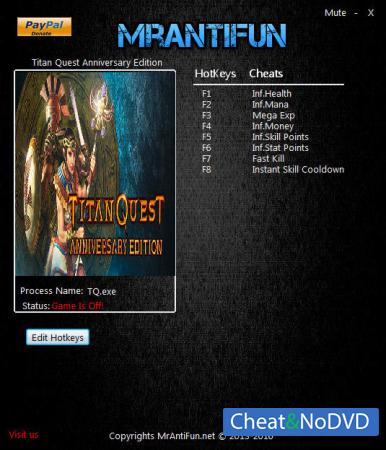 Titan Quest Anniversary Edition  Trainer +8 v1.4 {MrAntiFun}