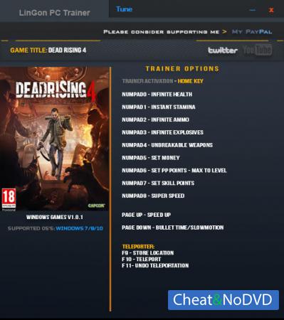 Dead Rising 4  Trainer +13 v1.0.1 x64bit {LinGon}