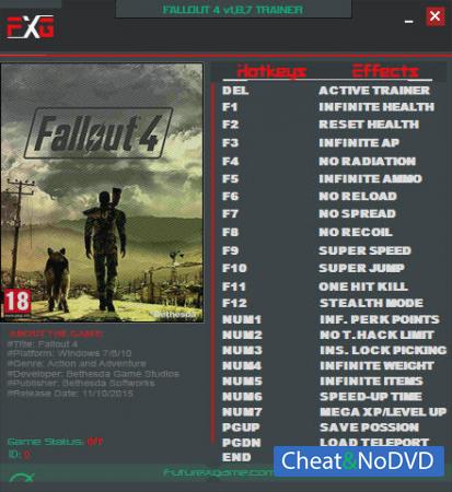 Fallout 4  Trainer +22 v1.8.7 {FutureX}