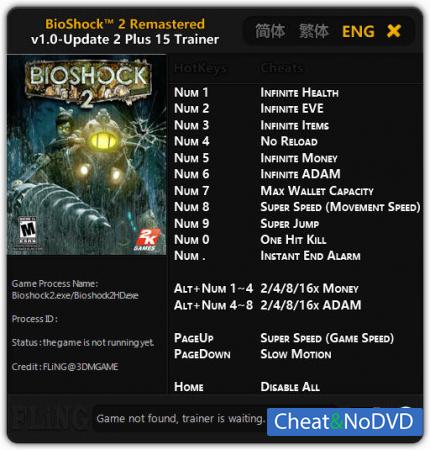 BioShock 2 Remastered  Trainer +15 v1.0 - Update 2 {FLiNG}