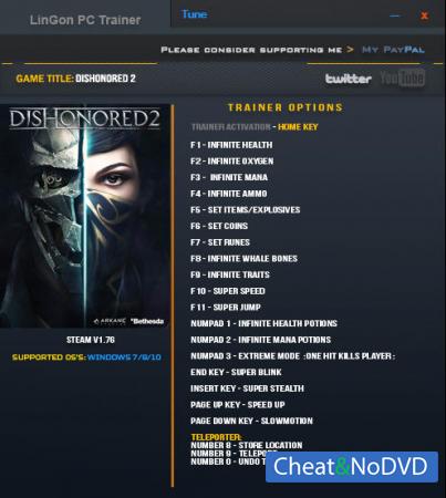 Dishonored 2  Trainer +18 v1.76 {LinGon}