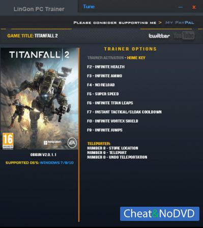 Titanfall 2  Trainer +10 v2.0.1.1 x64bit {LinGon}