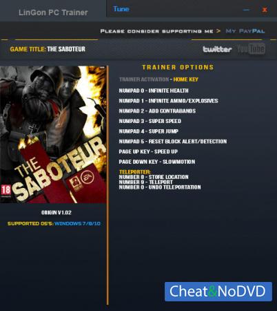 The Saboteur  Trainer +10 v1.02 {LinGon}